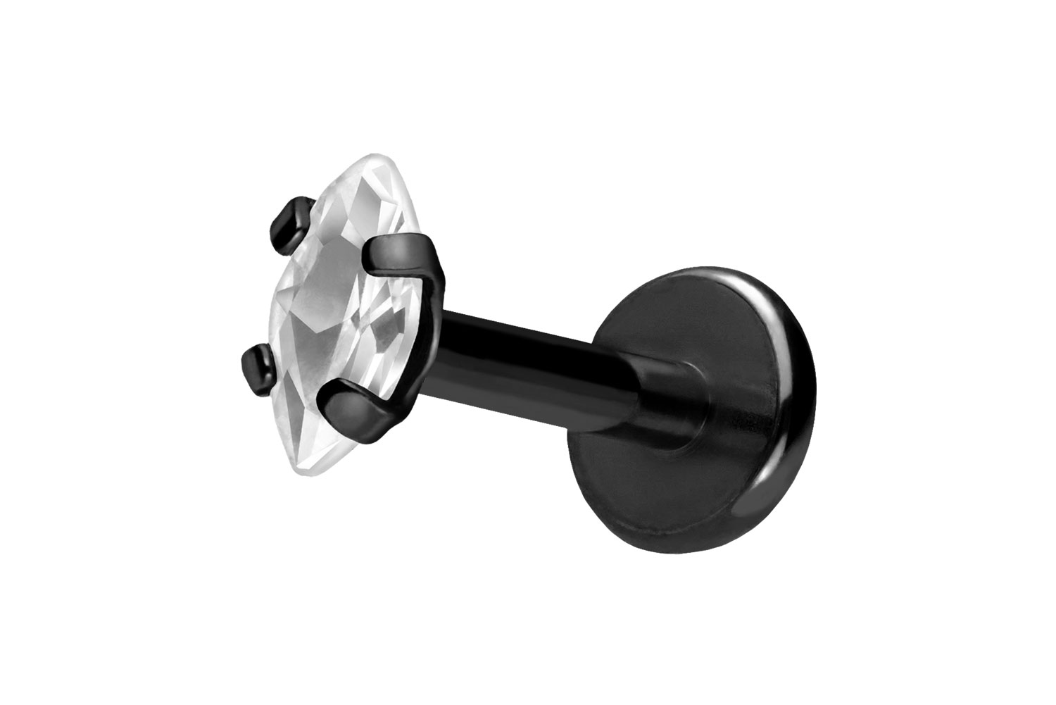 Titan Labret Piercing mit Push Fit EINGEFASSTER KRISTALLTROPFEN